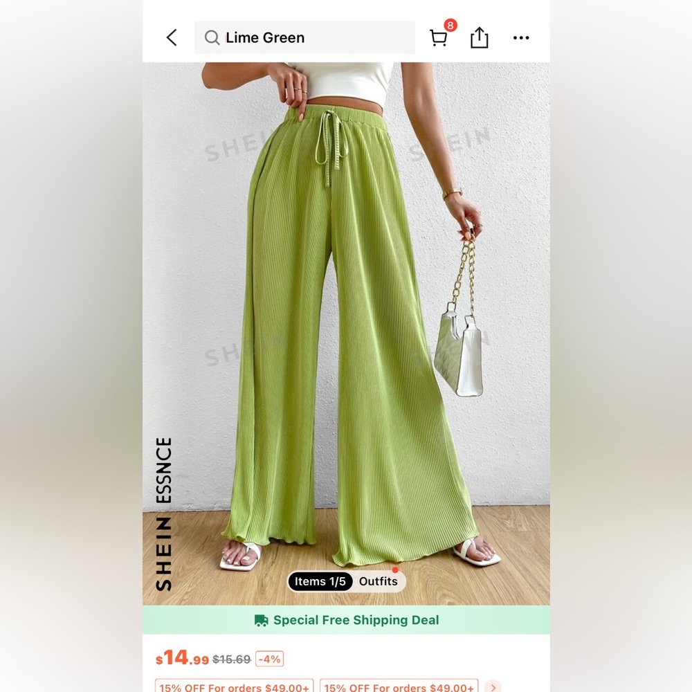 SHEIN solid knot front wide leg like green pants